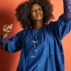 Gudrun Sjödén Blus i bomull/siden Indigoblå Fashion