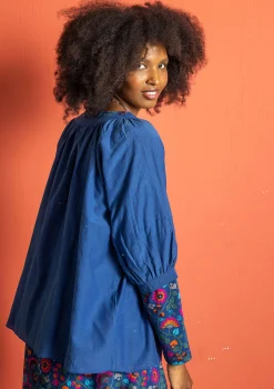 Gudrun Sjödén Blus i bomull/siden Indigoblå Fashion