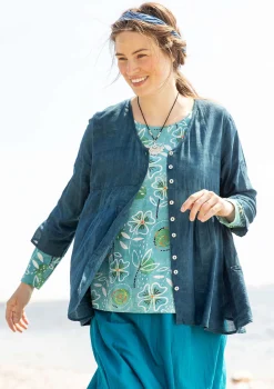 Gudrun Sjödén Blus "Samira" i ekologisk bomull Indigogrön Fashion