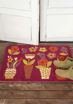 Gudrun Sjödén Dörrmatta "Flower pots" i kokosfiber Mörkhibiskus Sale