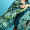 Gudrun Sjödén Garnfärgad sjal "Cleo" i ull Indigoblå Sale