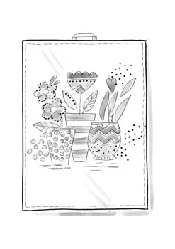 Gudrun Sjödén Kökshandduk "Flower pots" i ekologisk bomull Mint Fashion
