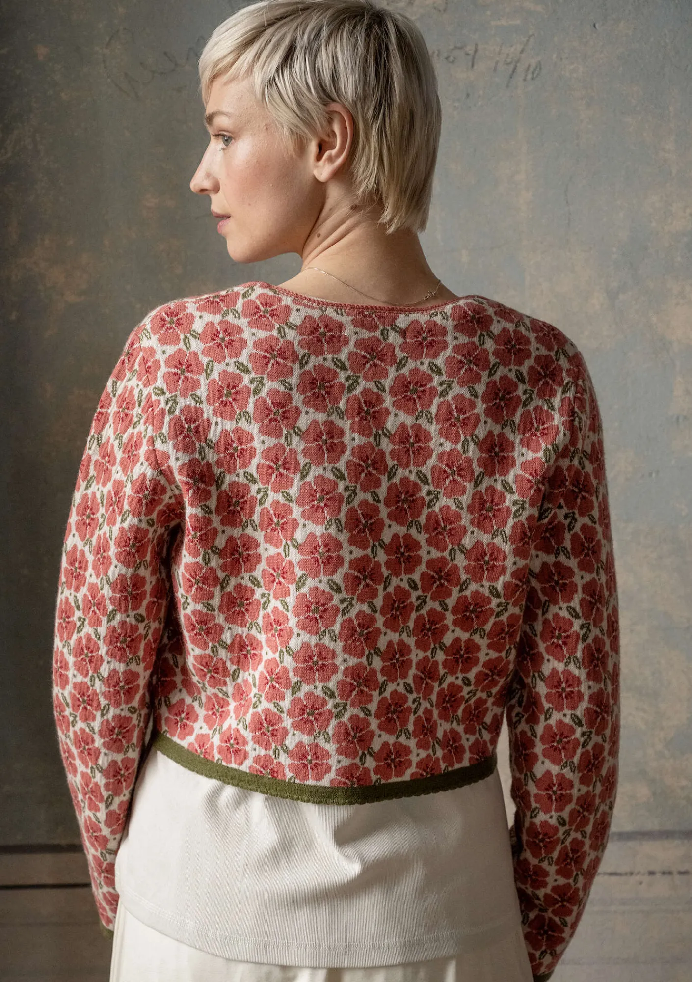 Gudrun Sjödén Kofta "Anemone" i ekologisk ull Mörklilja Discount