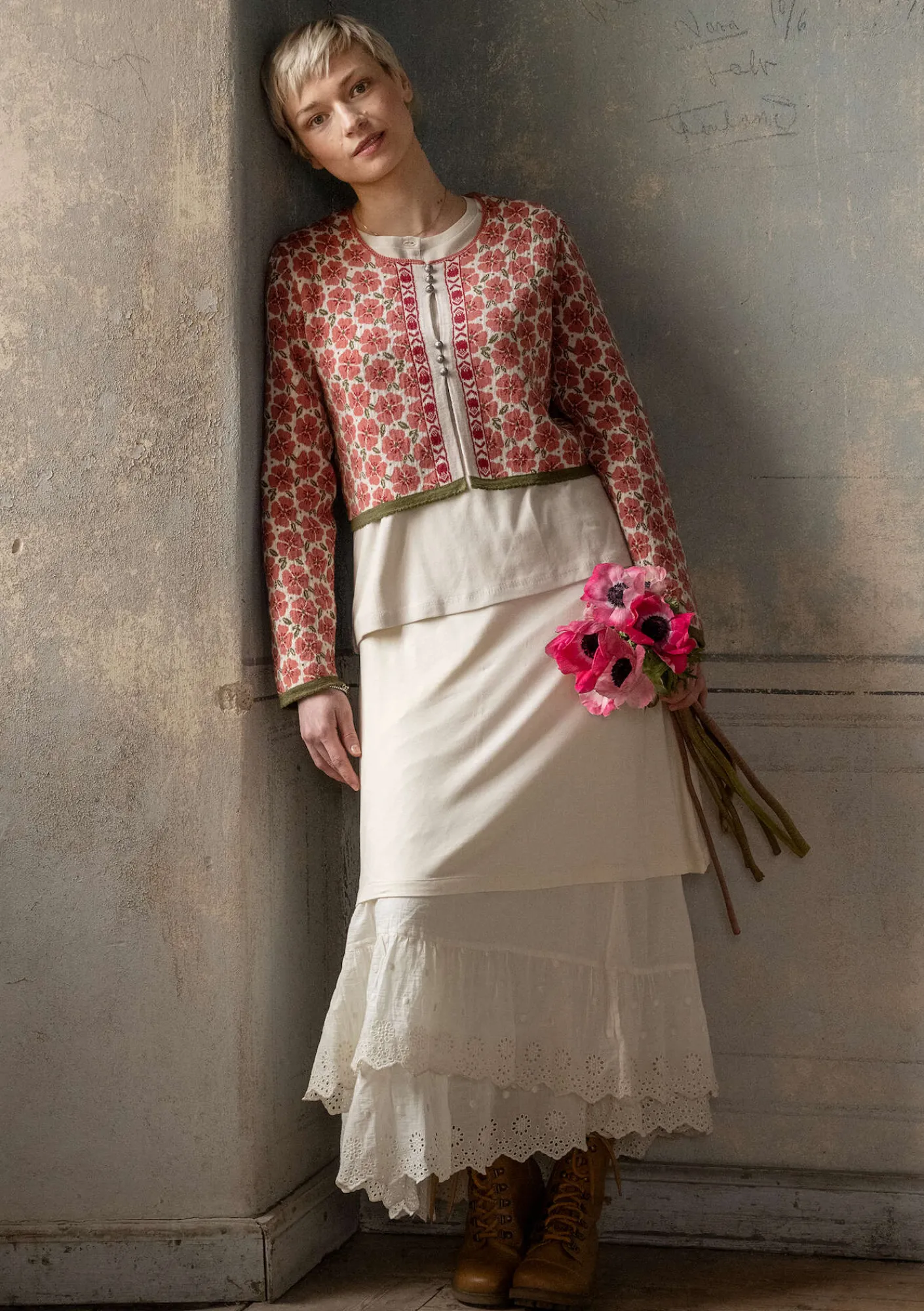 Gudrun Sjödén Kofta "Anemone" i ekologisk ull Mörklilja Discount