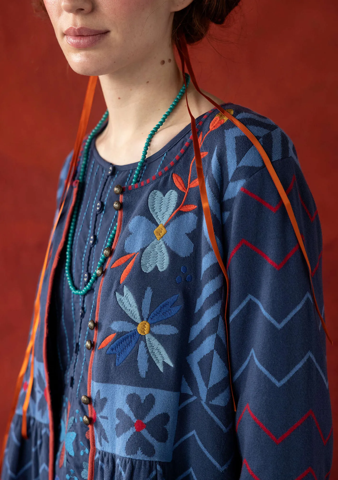 Gudrun Sjödén Kofta "Maria" i ekologisk/återvunnen bomull Indigo Hot