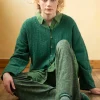 Gudrun Sjödén Kofta "Nova" i lammull Ljusbuteljgrön/neps Sale