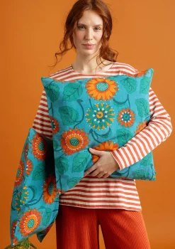 Gudrun Sjödén Kuddfodral "Sunflower" i ekologisk bomull/lin Turkos Sale