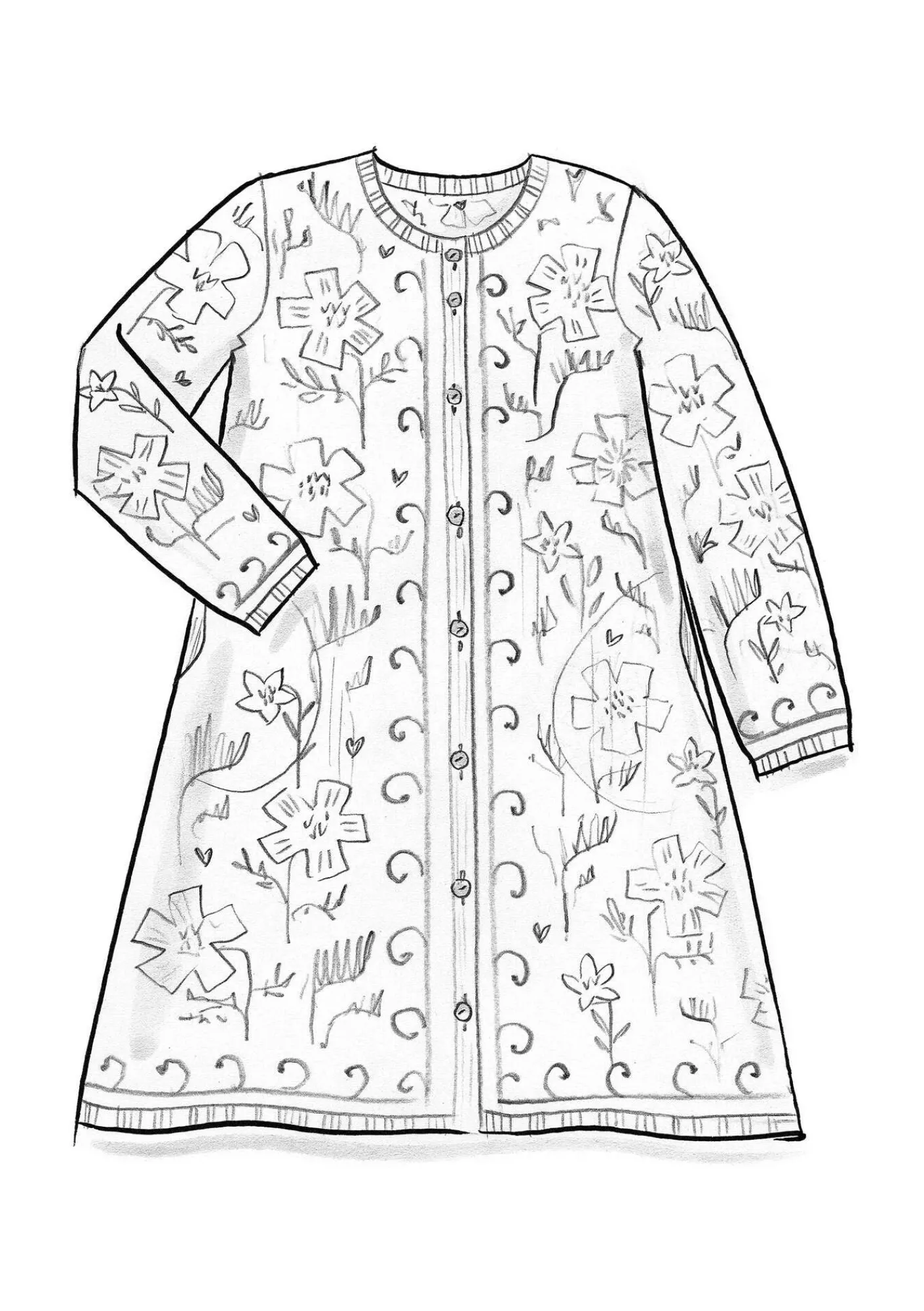 Gudrun Sjödén Långkofta "Gnistra" i alpackamix/ekologisk och återvunnen bomull Svart Fashion