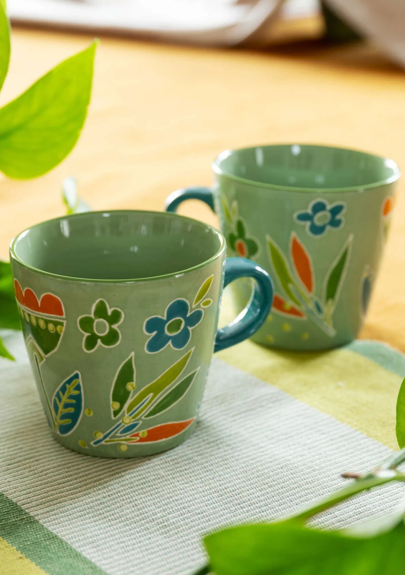 Gudrun Sjödén Mugg "Flower pots" i keramik Äppelgrön Best