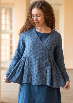 Gudrun Sjödén Omlottblus "Piccolo" i lin Dimblå Hot
