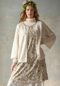 Gudrun Sjödén Pointellekofta "Blomstra" i filtad ull Fjäder Clearance