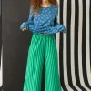 Gudrun Sjödén Randig trikåbyxa i ekologisk bomull/modal Basilika/ljusorientgrön Fashion