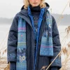 Gudrun Sjödén Stickad halsduk "Borealis" i ekologisk och återvunnen bomull/ull Mildindigo Fashion