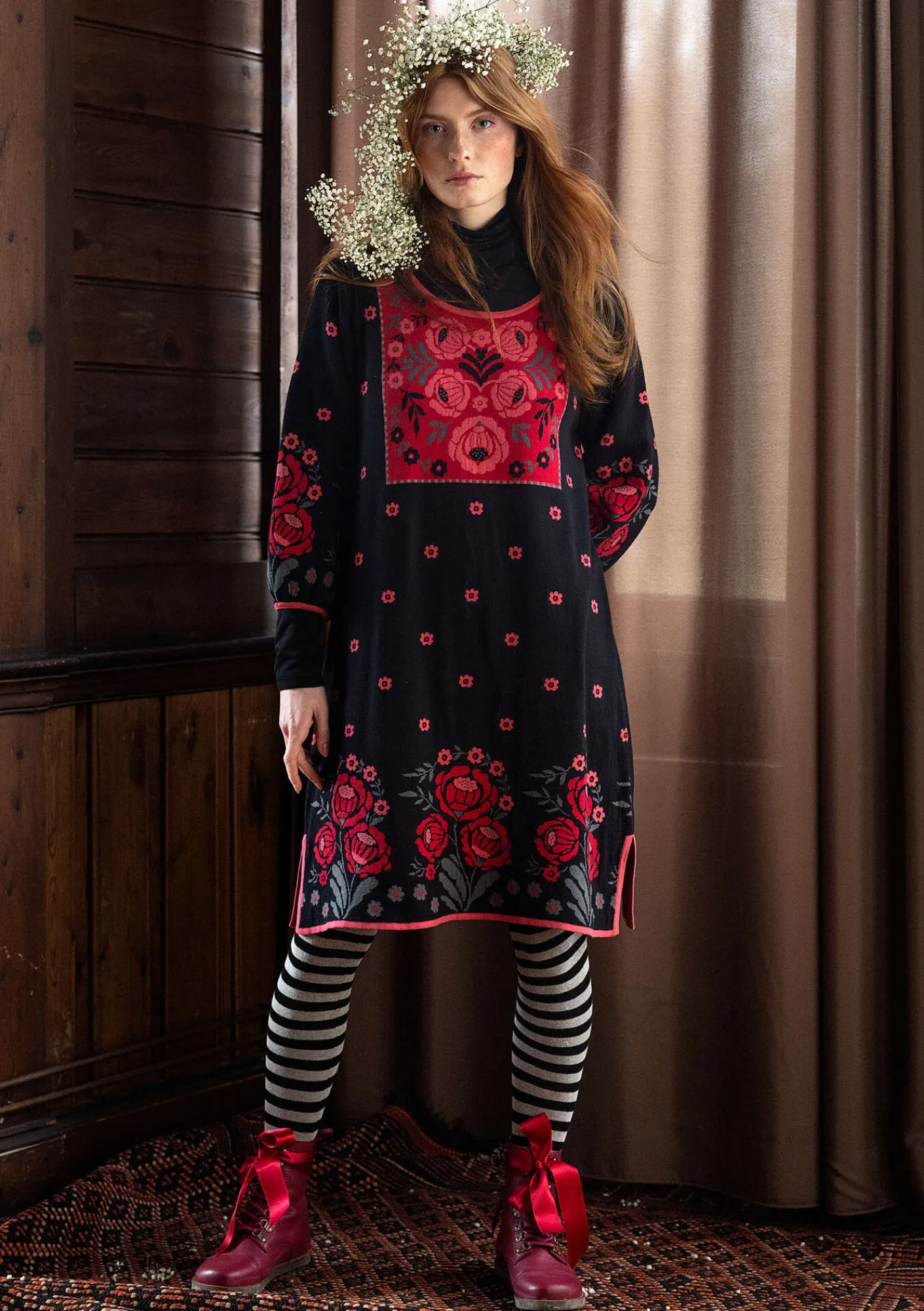 Gudrun Sjödén Stickad klänning "Stine" i ekologisk/återvunnen bomull Svart Fashion
