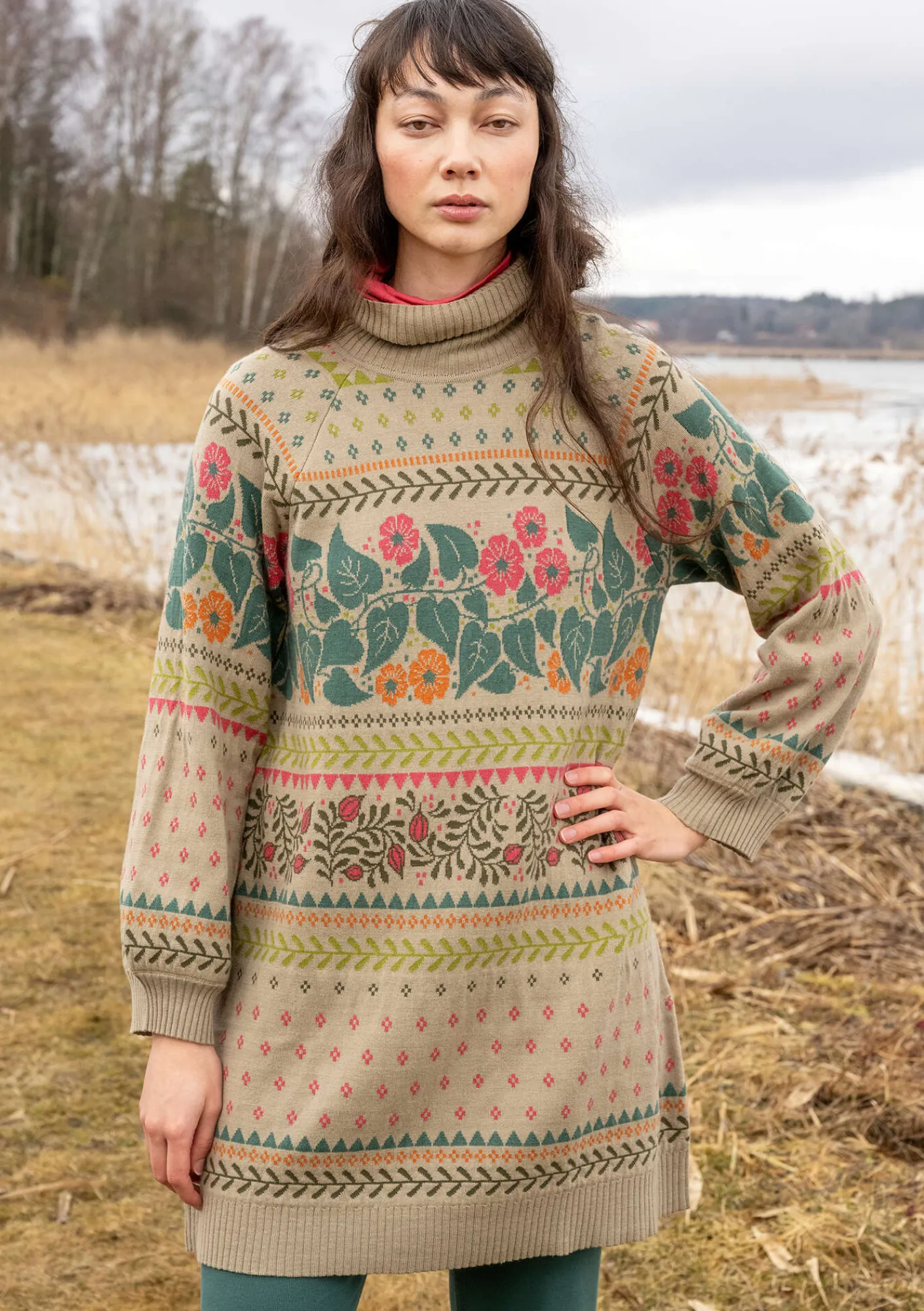 Gudrun Sjödén Stickad tunika "Borealis" i ekologisk och återvunnen bomull/ull Ljussalvia Outlet