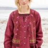 Gudrun Sjödén Stickad väst "Aurora" i ekologisk och återvunnen bomull/ull Aubergine Online