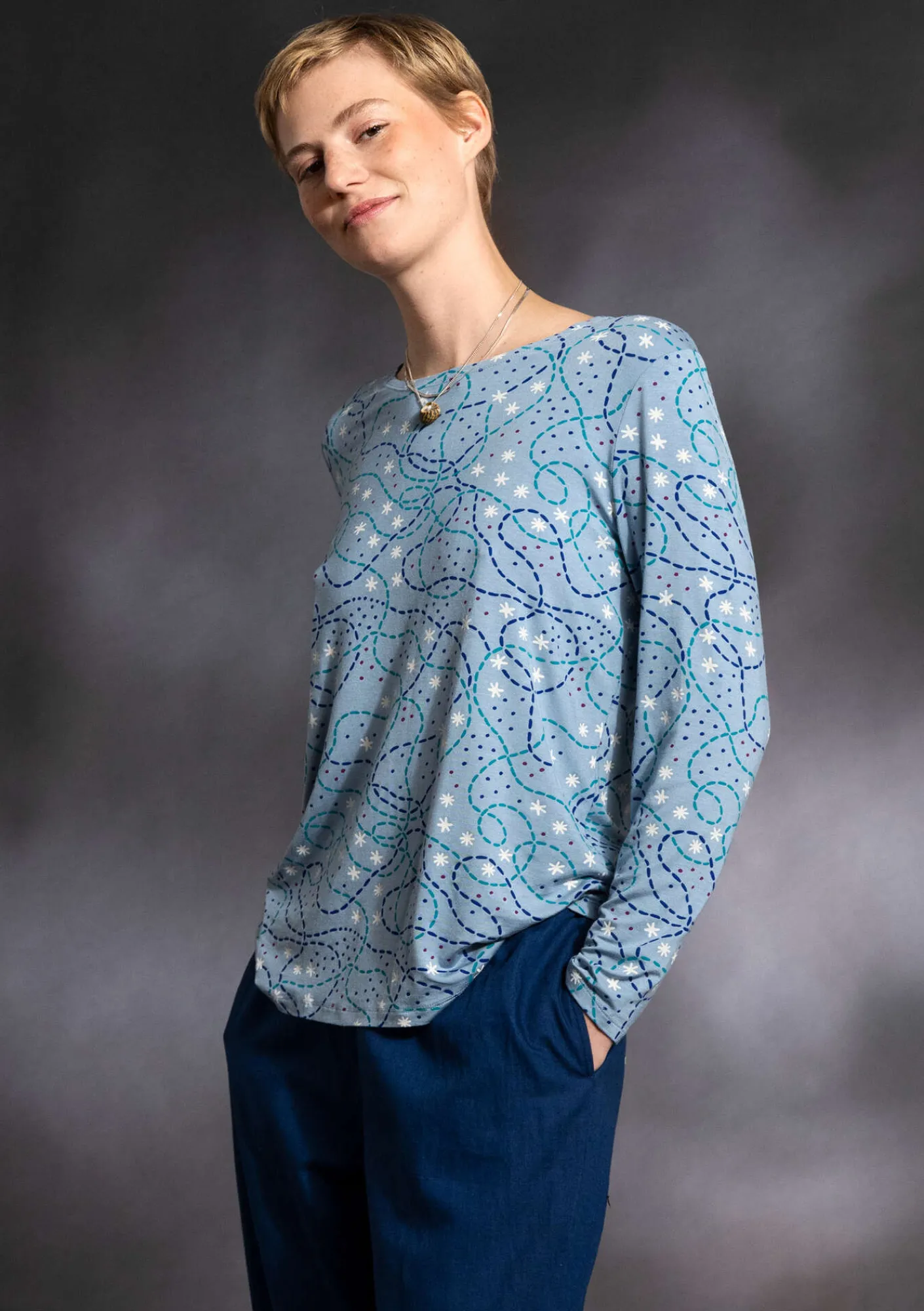 Gudrun Sjödén Top "Aurora" i micromodal/elastan Ljusblå Outlet