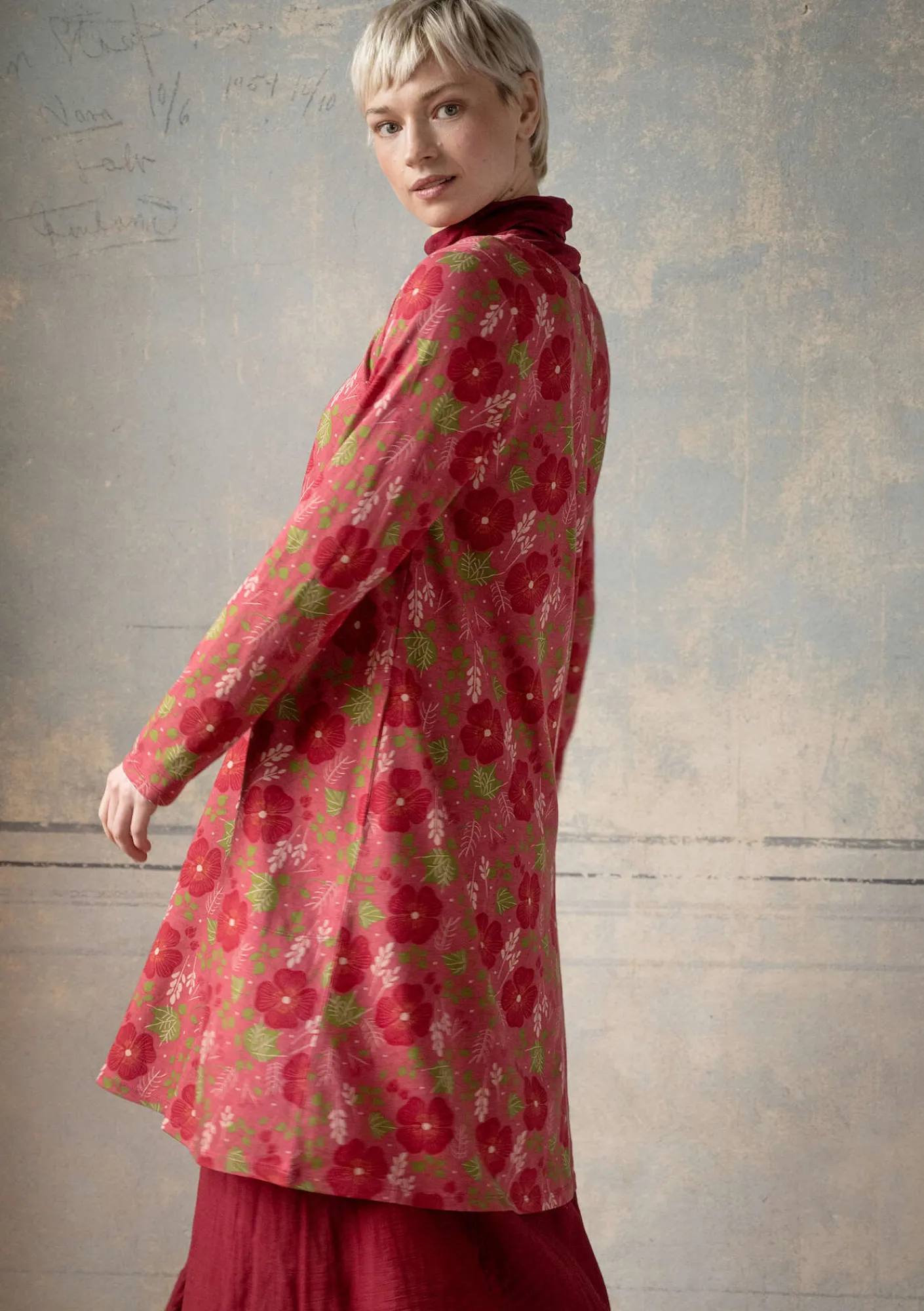 Gudrun Sjödén Trikåklänning "Höstanemone" i ekologisk bomull/modal Korall Fashion