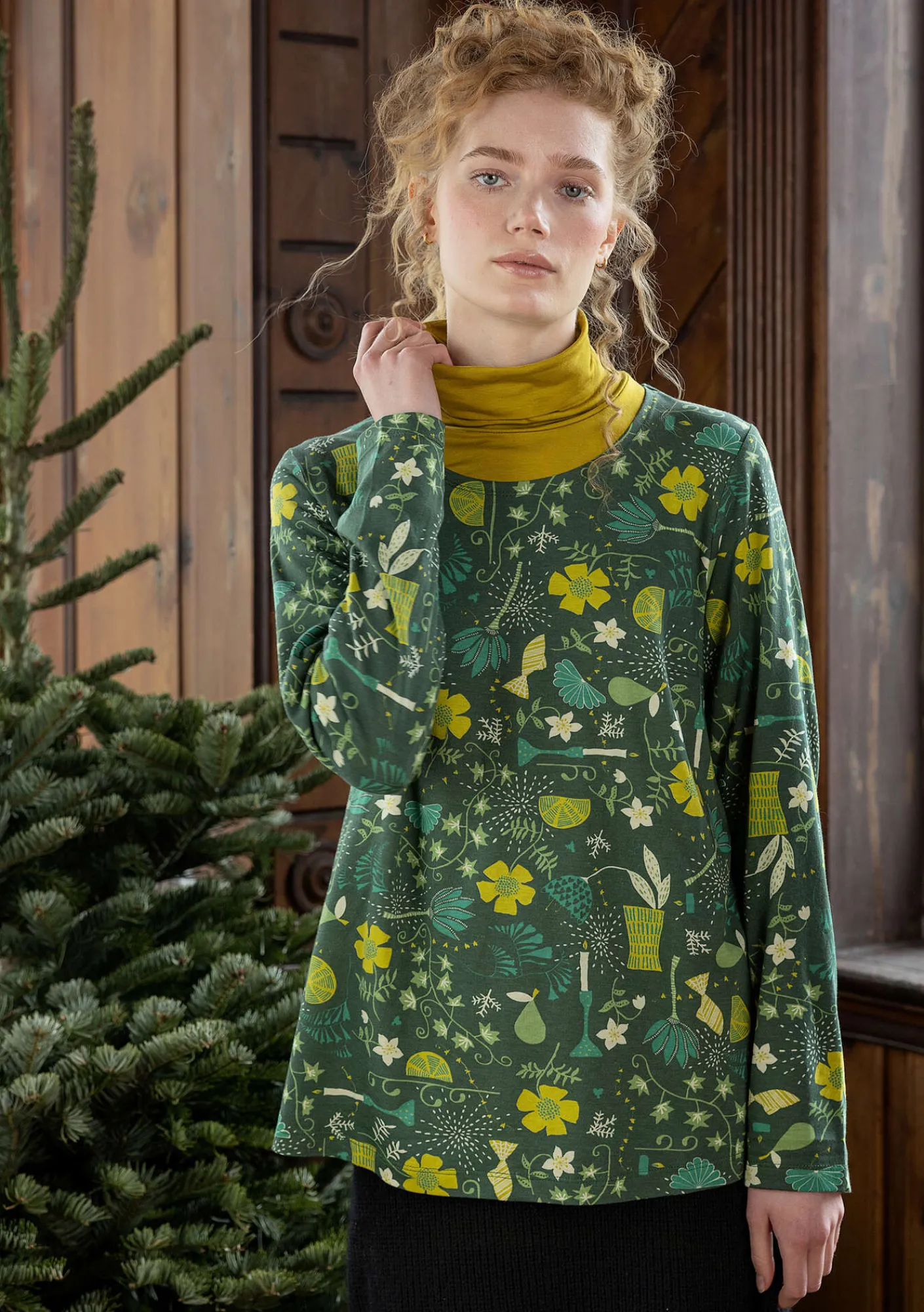 Gudrun Sjödén Trikåtop "Fyrverkeri" i ekologisk bomull/modal Mörkgrön Fashion