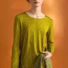 Gudrun Sjödén Trikåtop "Helga" i lyocell/elastan Olivolja/mönstrad Discount