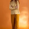 Gudrun Sjödén Trikåtop "Ylva" i ekologisk bomull/elastan Senap/mönstrad Fashion