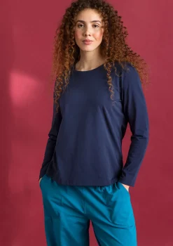 Gudrun Sjödén Trikåtop "Ylva" i ekologisk bomull/elastan Mörkindigo Sale