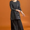 Gudrun Sjödén Trikåtunika "Tyra" i ekologisk bomull/modal Svart/mönstrad Clearance