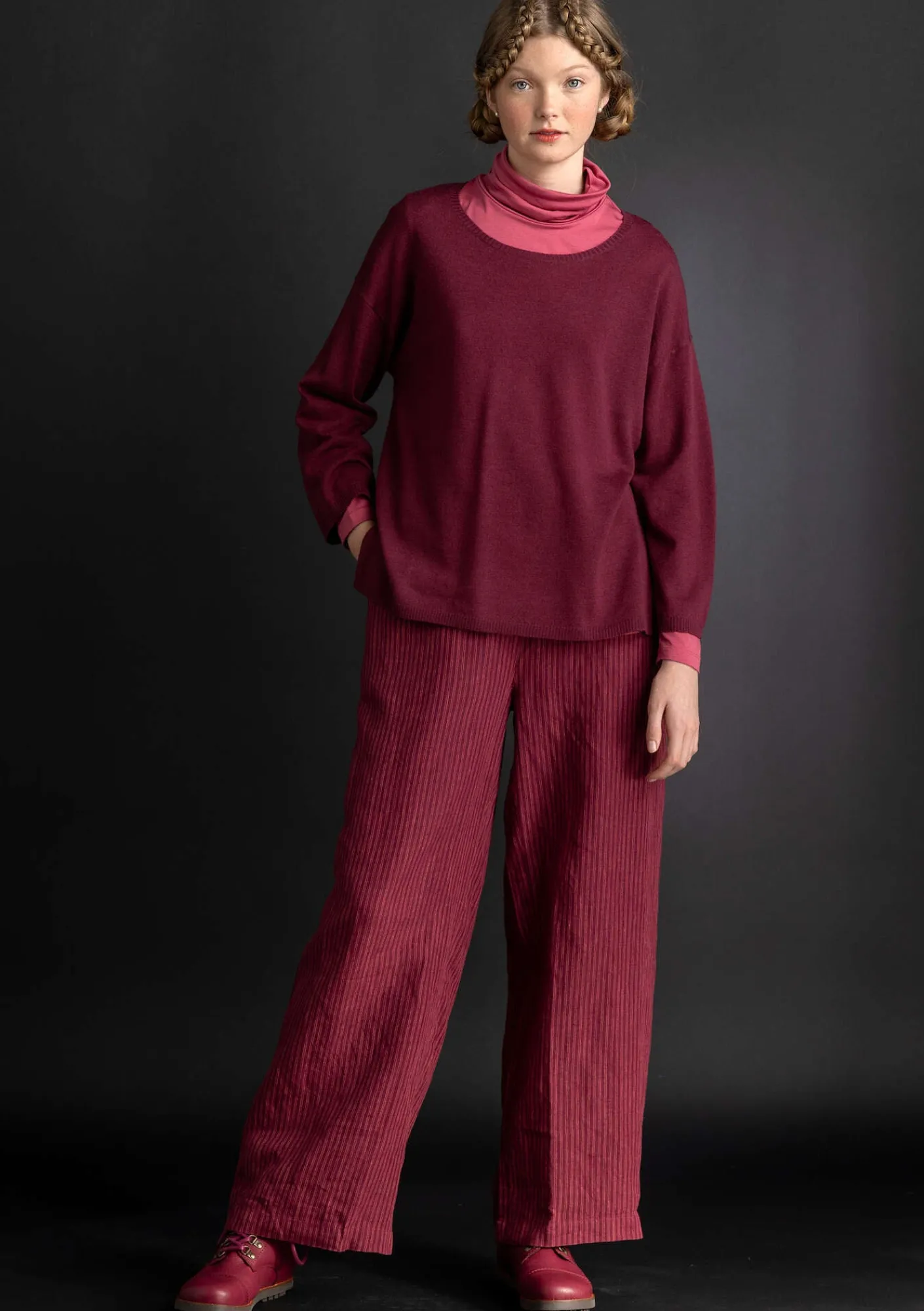 Gudrun Sjödén Tröja i ekologisk ull Vinröd Online