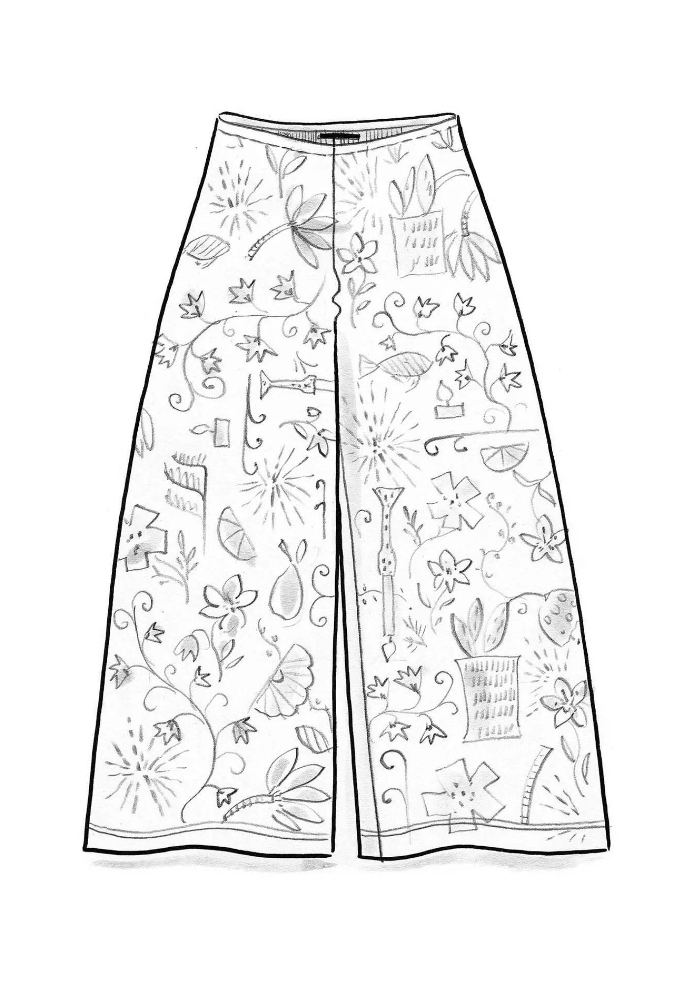 Gudrun Sjödén Velourbyxa "Fyrverkeri" i ekologisk bomull/återvunnen polyester Aubergine/mönstrad Outlet