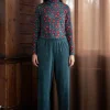 Gudrun Sjödén Velourbyxa "Nora" i ekologisk bomull/återvunnen polyester Indigogrön Fashion