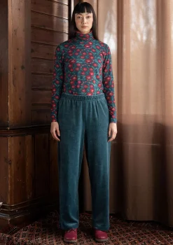 Gudrun Sjödén Velourbyxa "Nora" i ekologisk bomull/återvunnen polyester Indigogrön Fashion