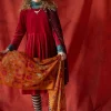 Gudrun Sjödén Velourklänning "Fyrverkeri" i ekologisk bomull/återvunnen polyester Granatäpple Outlet