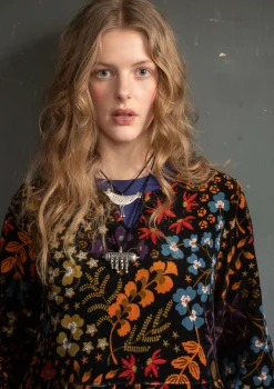 Gudrun Sjödén Velourklänning "Katla" i ekologisk bomull/återvunnen polyester Svart New