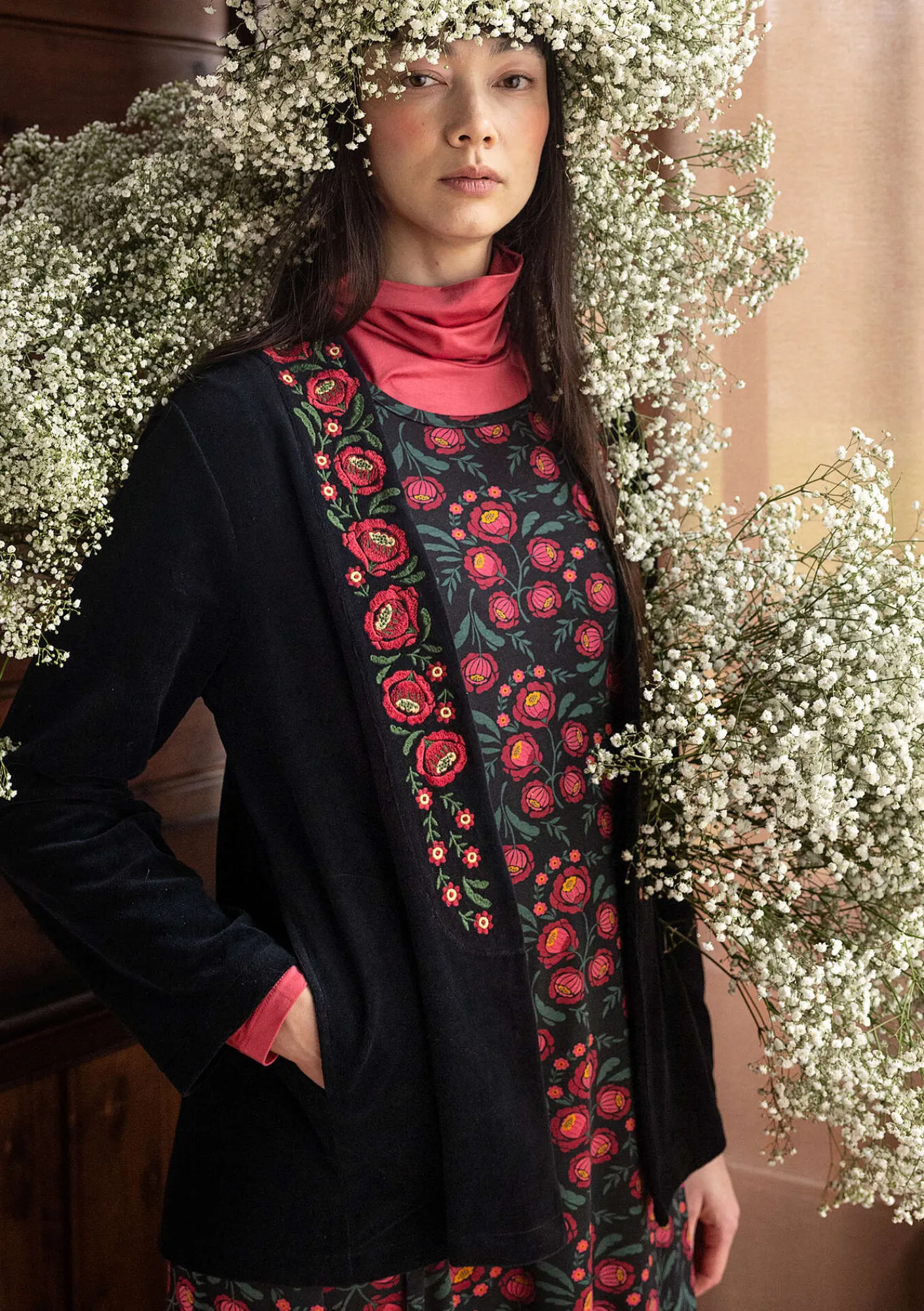 Gudrun Sjödén Velourkofta "Nora" i ekologisk bomull/återvunnen polyester Svart Sale