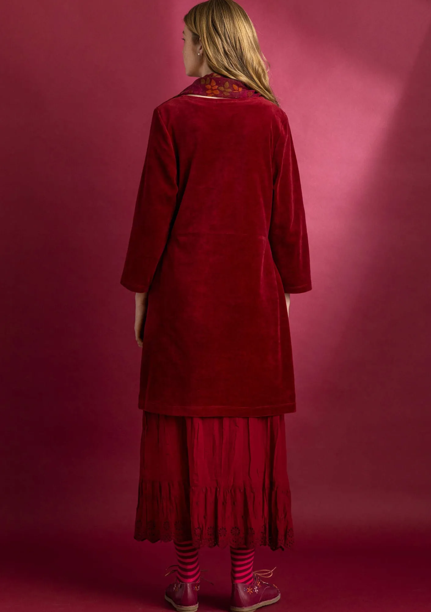 Gudrun Sjödén Velourtunika i ekologisk bomull/återvunnen polyester Granatäpple Online