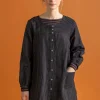 Gudrun Sjödén Vävd artistblus ”Asta” i lin Svart/randig Online
