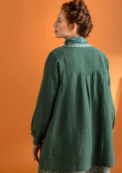 Gudrun Sjödén Vävd artistblus ”Asta” i lin Mörkgrön New