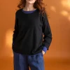 Gudrun Sjödén Vävd byxa ”Asta” i lin Indigo/randig Fashion