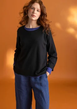 Gudrun Sjödén Vävd byxa ”Asta” i lin Indigo/randig Fashion