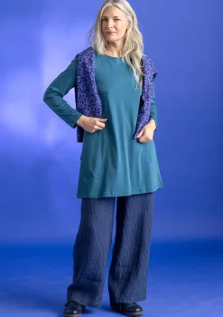 Gudrun Sjödén Vävd byxa ”Asta” i lin Indigo/randig Fashion