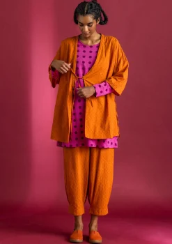 Gudrun Sjödén Vävd byxa i ekologisk bomullsdobby1 Henna New