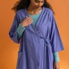 Gudrun Sjödén Vävd kimono i ekologisk bomullsdobby Blåklocka Outlet