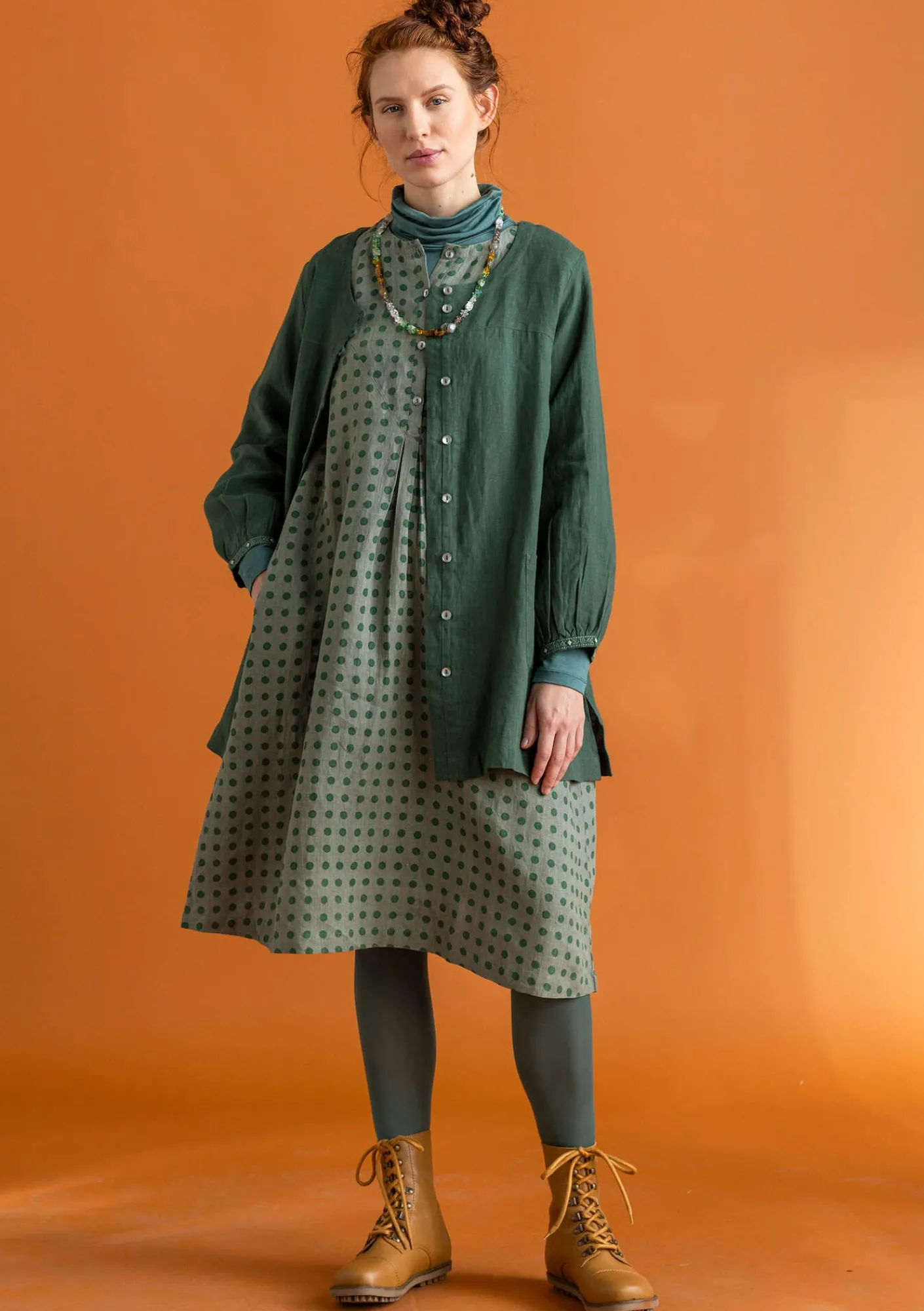 Gudrun Sjödén Vävd klänning ”Asta” i lin Hopper/mönstrad Best