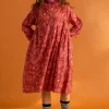Gudrun Sjödén Vävd klänning ”Hedda” i ekologisk bomull Rost/mönstrad Sale