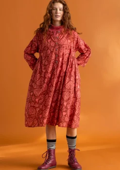 Gudrun Sjödén Vävd klänning ”Hedda” i ekologisk bomull Rost/mönstrad Sale