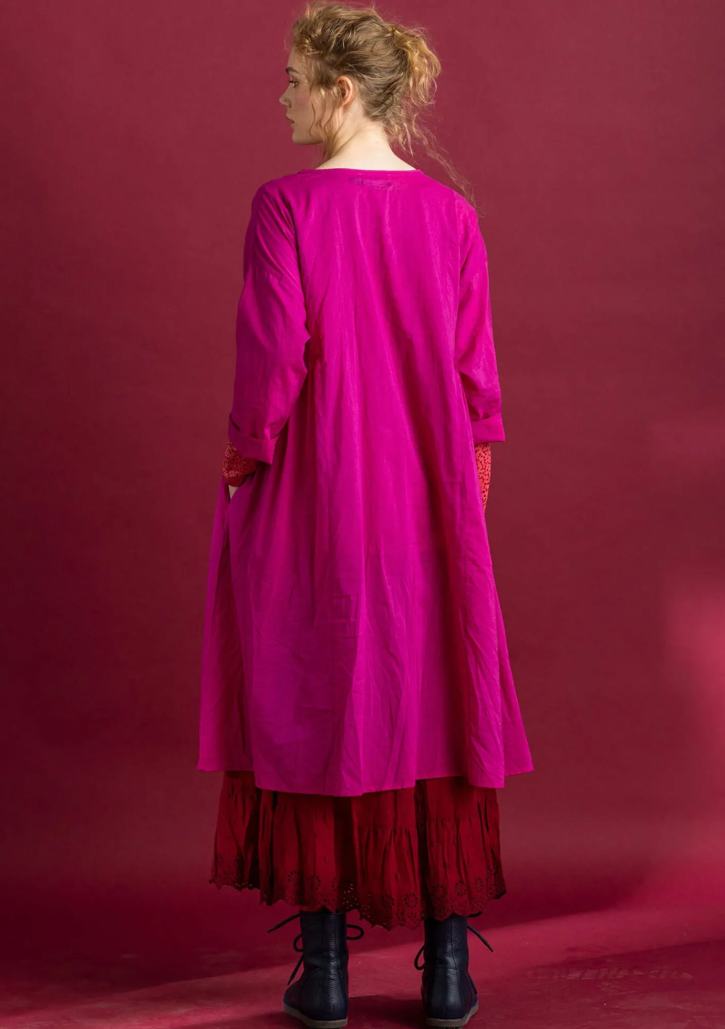 Gudrun Sjödén Vävd klänning ”Hedda” i ekologisk bomull Cerise Fashion