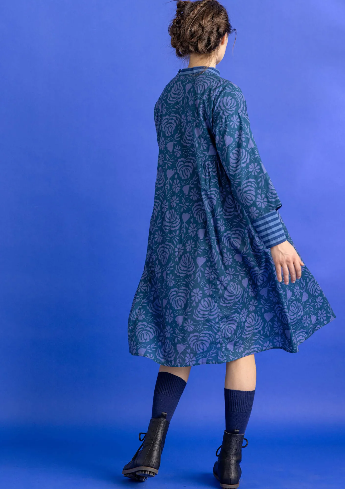 Gudrun Sjödén Vävd klänning ”Hedda” i ekologisk bomull Mörkpetrol/mönstrad Fashion