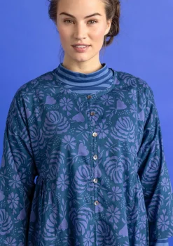 Gudrun Sjödén Vävd klänning ”Hedda” i ekologisk bomull Mörkpetrol/mönstrad Fashion