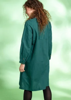 Gudrun Sjödén Vävd klänning i ekologisk bomull/lin Buteljgrön Fashion