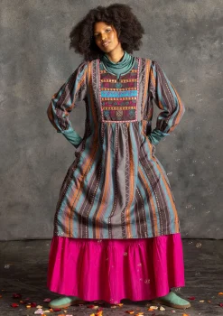 Gudrun Sjödén Vävd klänning "Jaipur" i ull/bomull Aubergine New